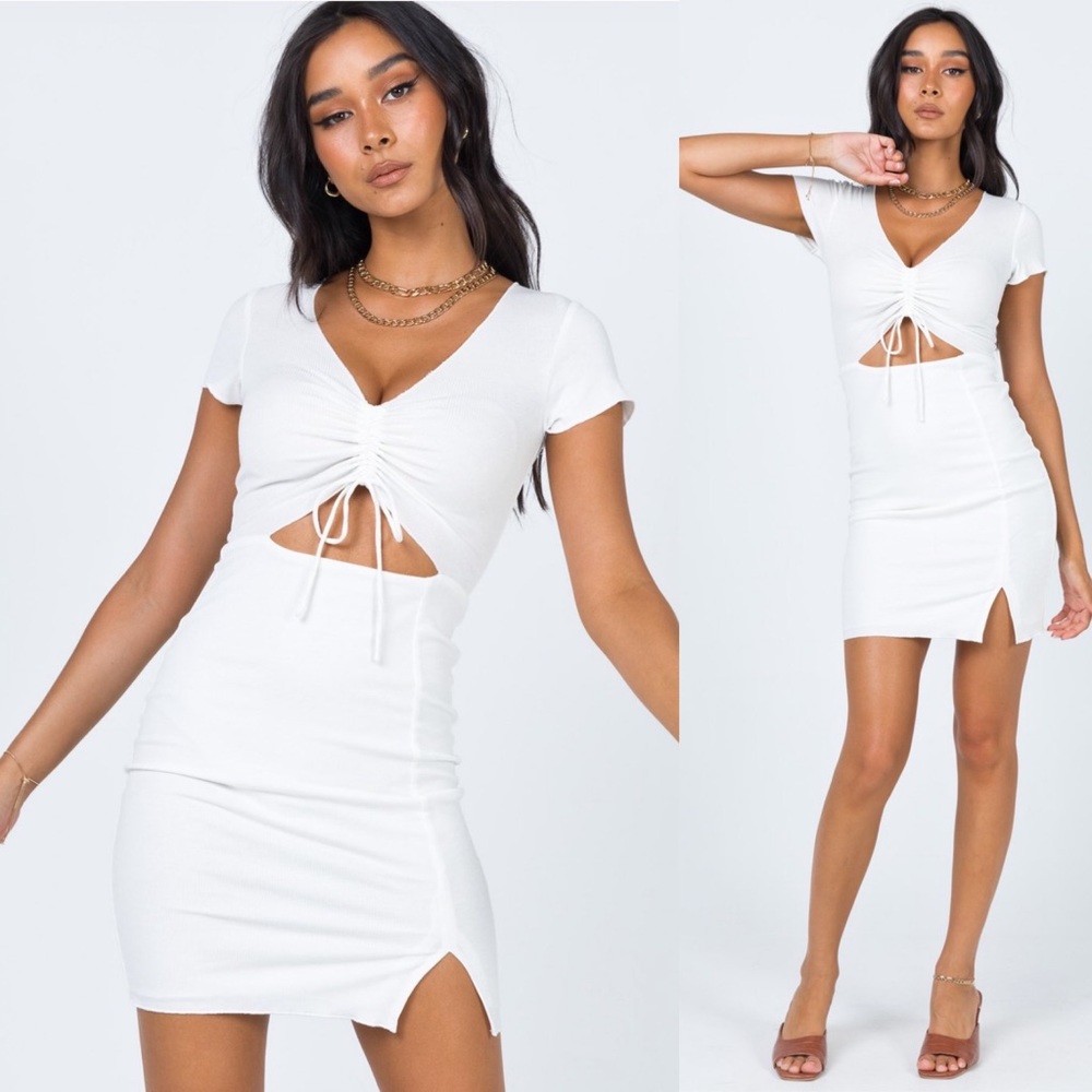 Princess Polly Pinch Me White Short Sleeve Dress